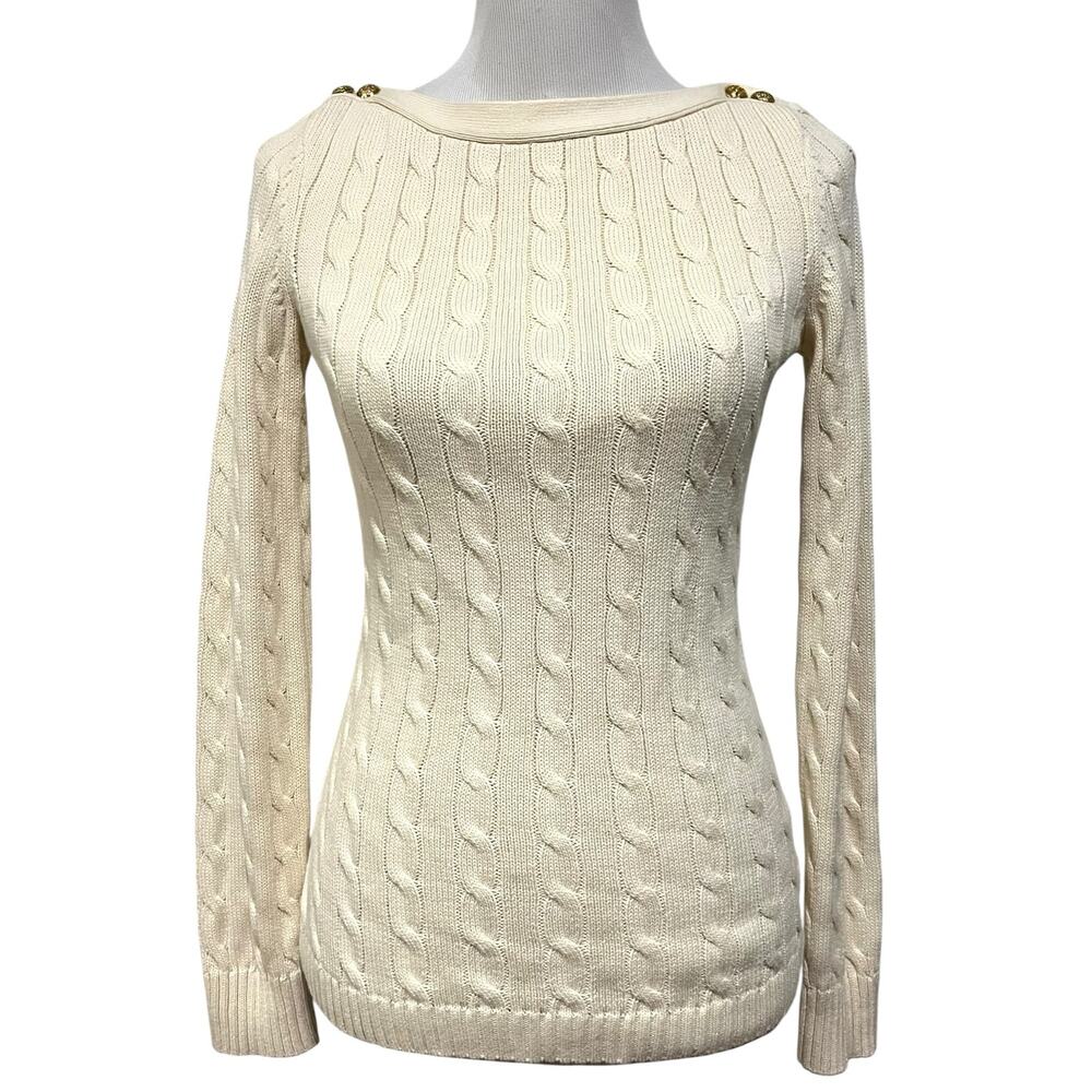J. Crew Factory Cable-knit Sweater in Ivory Extra Soft Yarn Women's Medium